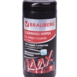 Влажные салфетки Brauberg Turbo Max в тубе для очистки маркерных покрытий, 60 шт