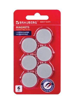 Неодимовые магниты Brauberg Heavy Duty 6 шт диаметр 20 мм