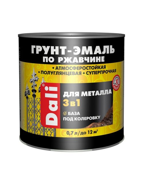 DALI Грунт-эмаль по ржавчине 3 в 1, база С, бесцветный, 0,7 л