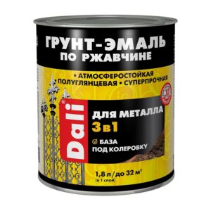 DALI Грунт-эмаль по ржавчине 3 в 1, база С, бесцветный, 1,8 л